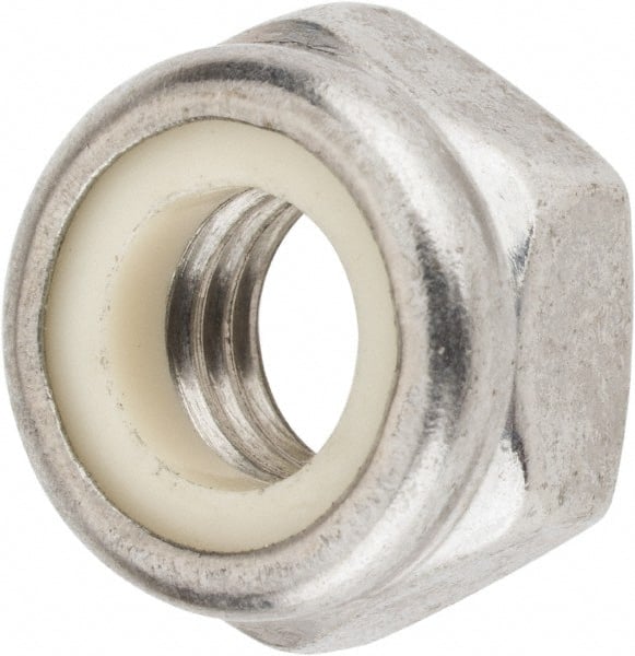 Value Collection - M10x1.50 Metric Coarse 18-8 & Austenitic Grade A2 Hex Lock Nut with Nylon Insert - 10mm High, Uncoated - Exact Tooling