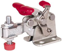 De-Sta-Co - 150 Lb Holding Capacity, Horizontal Handle, Manual Hold Down Toggle Clamp - 170° Handle Movement, 90° Bar Opening, U-Bar, Flanged Base, Electro-Plated Zinc, Carbon Steel - Exact Tooling