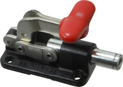 De-Sta-Co - 560 Lb Load Capacity, Flanged Base, Carbon Steel, Standard Straight Line Action Clamp - 4 Mounting Holes, 0.22" Mounting Hole Diam, 0.39" Plunger Diam, T-Handle Handle - Exact Tooling