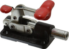De-Sta-Co - 560 Lb Load Capacity, Flanged Base, Carbon Steel, Standard Straight Line Action Clamp - 4 Mounting Holes, 0.22" Mounting Hole Diam, 0.39" Plunger Diam, T-Handle Handle - Exact Tooling