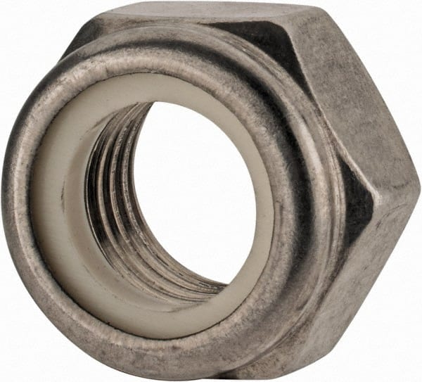 Value Collection - M16x2.00 Metric Coarse 18-8 & Austenitic Grade A2 Hex Lock Nut with Nylon Insert - 16mm High, Uncoated - Exact Tooling