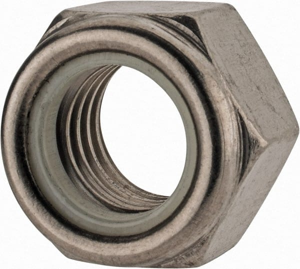 Value Collection - M18x2.50 Metric Coarse 18-8 & Austenitic Grade A2 Hex Lock Nut with Nylon Insert - 18.5mm High, Uncoated - Exact Tooling