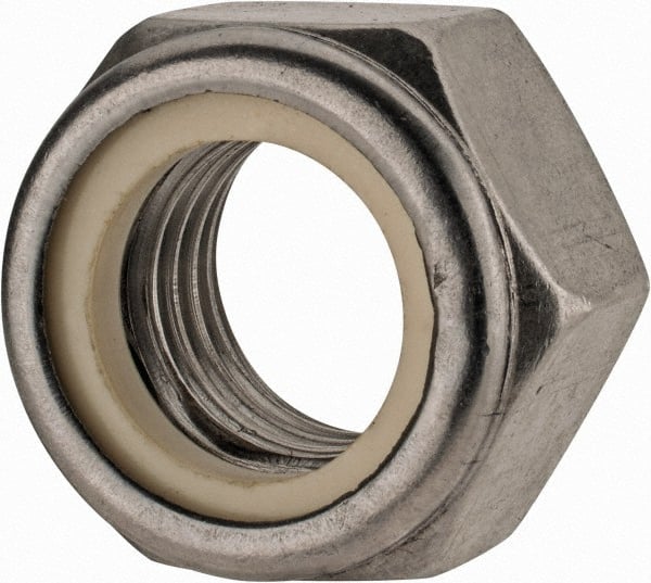 Value Collection - M20x2.50 Metric Coarse 18-8 & Austenitic Grade A2 Hex Lock Nut with Nylon Insert - 20mm High, Uncoated - Exact Tooling