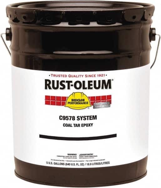 Rust-Oleum - 5 Gal Can Gloss Black Epoxy - 100 to 130 Sq Ft/Gal Coverage, 294 g/L VOC Content - Exact Tooling