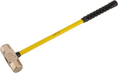Ampco - 10 Lb Aluminum Bronze Nonsparking Sledge Hammer - 33" OAL, Fiberglass Handle - Exact Tooling