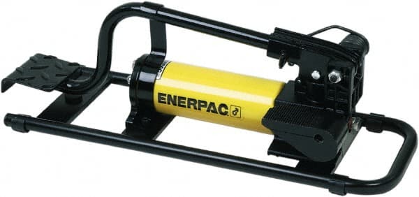 Enerpac - 2 Stage, 1" Piston Diam, 3/8 NPTF, 0.687 & 0.151 Cu In Per Stroke, Manual Hydraulic Pump - 38 Cu In Reservoir, 1" Piston Stroke, 200 psi First Stage, 10,000 psi Second Stage - Exact Tooling