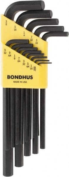 Bondhus - 13 Piece L-Key Hex Key Set - Hex Range 0.05 to 3/8" - Exact Tooling
