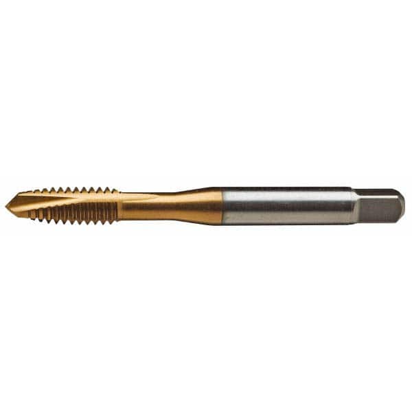 GTD - 1/4-28 UNF 3B 3 Flute TiN Finish Vanadium High Speed Steel Spiral Point Tap - Exact Tooling