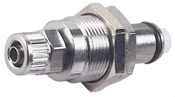 CPC Colder Products - PTF Brass, Quick Disconnect, Valved Panel Mount Coupling Insert - 250 Max psi, -40 to 180°F, 1.87" OAL x 0.75" Overall Height, Chrome Plated - Exact Tooling