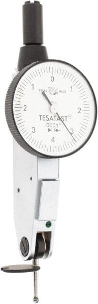TESA Brown & Sharpe - 0.008 Inch Range, 0.0001 Inch Dial Graduation, Horizontal Dial Test Indicator - 1 Inch White Dial, 0-4-0 Dial Reading, Accurate to 0.0001 Inch - Exact Tooling