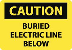 NMC - "Caution - Buried Electric Line Below", 10" Long x 14" Wide, Rigid Plastic Safety Sign - Rectangle, 0.05" Thick, Use for Accident Prevention - Exact Tooling