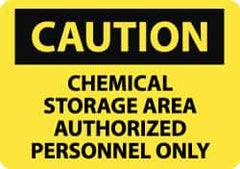 NMC - "Caution - Chemical Storage Area - Authorized Personnel Only", 10" Long x 14" Wide, Pressure-Sensitive Vinyl Safety Sign - Rectangle, 0.004" Thick, Use for Hazardous Materials - Exact Tooling