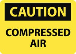 NMC - "Caution - Compressed Air", 10" Long x 14" Wide, Pressure-Sensitive Vinyl Safety Sign - Rectangle, 0.004" Thick, Use for Accident Prevention - Exact Tooling
