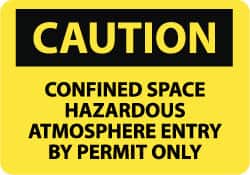 NMC - "Caution - Confined Space - Hazardous Atmosphere - Entry by Permit Only", 10" Long x 14" Wide, Aluminum Safety Sign - Rectangle, 0.04" Thick, Use for Accident Prevention - Exact Tooling