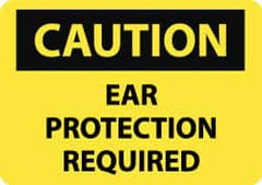 NMC - "Caution - Ear Protection Required", 10" Long x 14" Wide, Pressure-Sensitive Vinyl Safety Sign - Rectangle, 0.004" Thick, Use for Accident Prevention - Exact Tooling