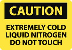 NMC - "Caution - Extremely Cold Liquid Nitrogen - Do Not Touch", 10" Long x 14" Wide, Pressure-Sensitive Vinyl Safety Sign - Rectangle, 0.004" Thick, Use for Hazardous Materials - Exact Tooling