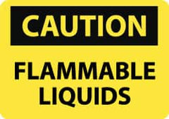 NMC - "Caution - Flammable Liquids", 10" Long x 14" Wide, Pressure-Sensitive Vinyl Safety Sign - Rectangle, 0.004" Thick, Use for Hazardous Materials - Exact Tooling