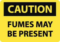 NMC - "Caution - Fumes May Be Present", 10" Long x 14" Wide, Rigid Plastic Safety Sign - Rectangle, 0.05" Thick, Use for Hazardous Materials - Exact Tooling