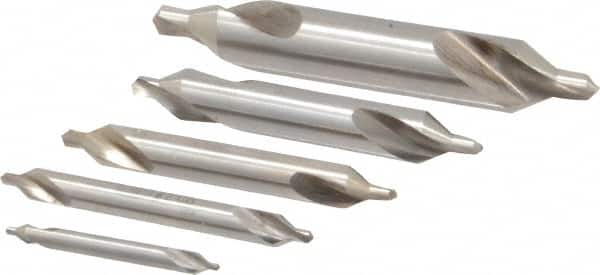 Keo - 5 Piece, #1 to 5, Plain Edge, Cobalt Combo Drill & Countersink Set - 60° Incl Angle - Exact Tooling