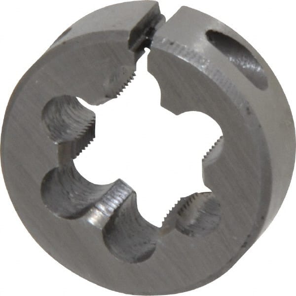 Interstate - 1/2-32 UNS Thread, 1" Outside Diam High Speed Steel Round Die - Right Hand Thread, Adjustable - Exact Tooling