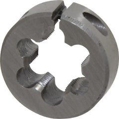 Interstate - 1/2-32 UNS Thread, 1" Outside Diam High Speed Steel Round Die - Right Hand Thread, Adjustable - Exact Tooling