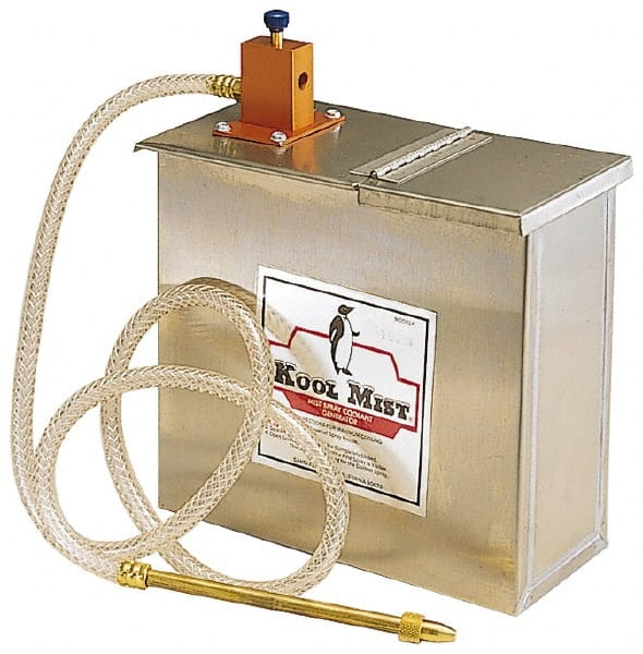 Kool Mist - 2 Outlet, 3 Gal Tank Capacity, Stainless Steel Tank Mist Coolant System - 4' Coolant Line Length, 6" Hose Length, 5/16" Nozzle Diam - Exact Tooling