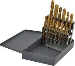 Hertel - #21 Drill, I to Q Drill, #6-40 to 1/2-20 Tap, Hand Tap and Drill Set - TiN Finish High Speed Steel Drills, High Speed Steel Taps, Plug Chamfer, 18 Piece Set - Exact Tooling