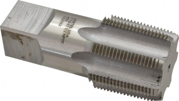 Hertel - 1-1/2 - 11-1/2 NPTF Thread, 7 Flute Standard Pipe Tap - 4-1/4" OAL, Bright Finish, High Speed Steel - Exact Tooling
