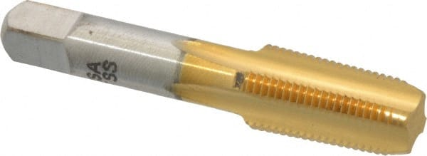 Hertel - 1/8-27 NPT Thread, 4 Flute Standard Pipe Tap - 2-1/8" OAL, TiN Finish, High Speed Steel - Exact Tooling