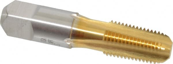 Hertel - 1/4-18 NPT Thread, 4 Flute Standard Pipe Tap - 2-7/16" OAL, TiN Finish, High Speed Steel - Exact Tooling