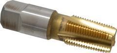 Hertel - 3/8-18 NPT Thread, 4 Flute Standard Pipe Tap - 2-9/16" OAL, TiN Finish, High Speed Steel - Exact Tooling