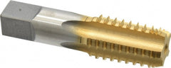 Hertel - 1/2-14 NPT, 5 Flutes, TiN Coated, High Speed Steel, Interrupted Thread Pipe Tap - Regular Hook - Exact Tooling