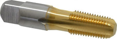 Hertel - 1/4-18 NPTF Thread, 4 Flute Standard Pipe Tap - 2-7/16" OAL, TiN Finish, High Speed Steel - Exact Tooling