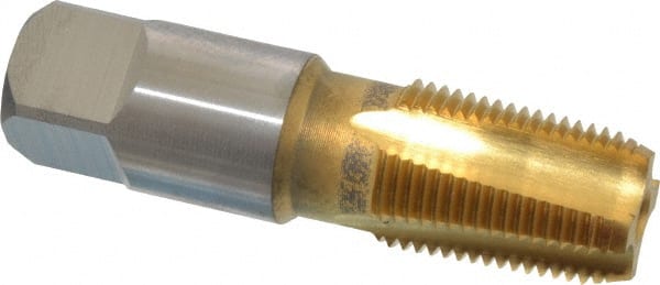 Hertel - 3/8-18 NPTF Thread, 4 Flute Standard Pipe Tap - 2-9/16" OAL, TiN Finish, High Speed Steel - Exact Tooling