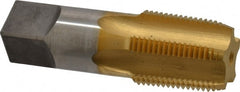 Hertel - 3/4-14 NPTF Thread, 5 Flute Standard Pipe Tap - 3-1/4" OAL, TiN Finish, High Speed Steel - Exact Tooling