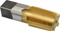 Hertel - 1 - 11-1/2 NPTF Thread, 5 Flute Standard Pipe Tap - 3-3/4" OAL, TiN Finish, High Speed Steel - Exact Tooling