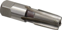 Hertel - 3/8-19" BSPT, 4 Flutes, Bottoming Chamfer, Bright Finish, High Speed Steel British Standard Pipe Tap - 1-1/16" Thread Length, 2-9/16" Overall Length - Exact Tooling