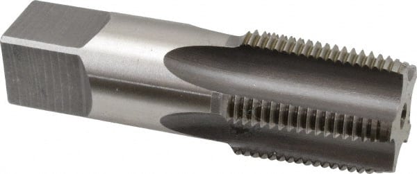 Hertel - 3/4-14" BSPT, 5 Flutes, Bottoming Chamfer, Bright Finish, High Speed Steel British Standard Pipe Tap - 1-3/8" Thread Length, 3-1/4" Overall Length - Exact Tooling