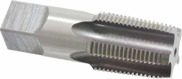 Hertel - 1-11" BSPT, 5 Flutes, Bottoming Chamfer, Bright Finish, High Speed Steel British Standard Pipe Tap - 1-3/4" Thread Length, 3-3/4" Overall Length - Exact Tooling