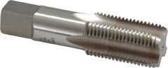 Hertel - 1/2-14" BSPRP, 4 Flutes, Bottoming Chamfer, Bright Finish, High Speed Steel British Standard Pipe Tap - 1-3/8" Thread Length, 3-1/8" Overall Length - Exact Tooling