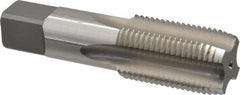 Hertel - 1/2-14" BSPF, 4 Flutes, Plug Chamfer, Bright Finish, High Speed Steel British Standard Pipe Tap - 1-3/8" Thread Length, 3-1/8" Overall Length - Exact Tooling