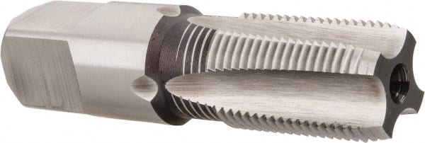 Hertel - 3/8-19" BSPRP, 4 Flutes, Plug Chamfer, Bright Finish, High Speed Steel British Standard Pipe Tap - 1-1/16" Thread Length, 2-9/16" Overall Length - Exact Tooling