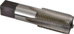Hertel - 1/2-14" BSPRP, 4 Flutes, Plug Chamfer, Bright Finish, High Speed Steel British Standard Pipe Tap - 1-3/8" Thread Length, 3-1/8" Overall Length - Exact Tooling