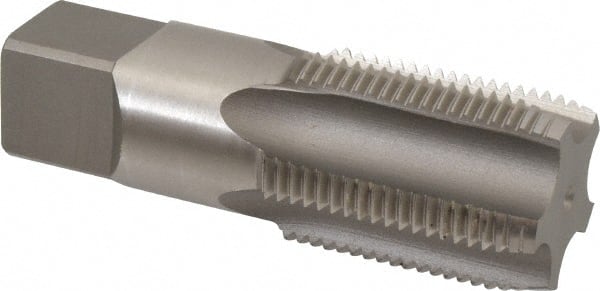 Hertel - 1-11" BSPRP, 5 Flutes, Plug Chamfer, Bright Finish, High Speed Steel British Standard Pipe Tap - 1-3/4" Thread Length, 3-3/4" Overall Length - Exact Tooling