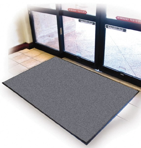 PRO-SAFE - 10 Ft. Long x 3 Ft. Wide, Poly Blended Carpet Surface, Cut Pile Entrance Matting - 3/8 Inch Thick, Indoor, Medium Traffic, Vinyl, Charcoal - Exact Tooling