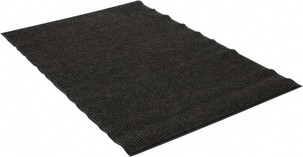 PRO-SAFE - 6 Ft. Long x 4 Ft. Wide, Poly Blended Carpet Surface, Ribbed Entrance Matting - 5/16 Inch Thick, Indoor, Medium Traffic, Vinyl, Gray - Exact Tooling