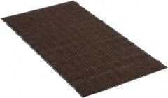 PRO-SAFE - 5 Ft. Long x 3 Ft. Wide, Poly Blended Carpet Surface, Chevron Ribbed Entrance Matting - 5/16 Inch Thick, Indoor, Medium Traffic, Vinyl, Brown, 4 Edged Side - Exact Tooling