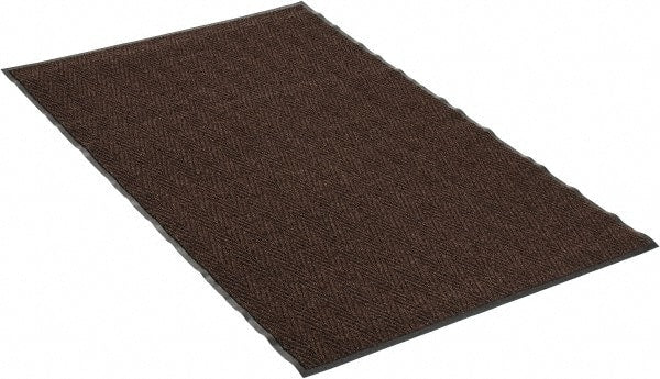PRO-SAFE - 6 Ft. Long x 4 Ft. Wide, Poly Blended Carpet Surface, Chevron Ribbed Entrance Matting - 5/16 Inch Thick, Indoor, Medium Traffic, Vinyl, Brown, 4 Edged Side - Exact Tooling