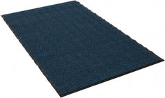 PRO-SAFE - 5 Ft. Long x 3 Ft. Wide, Poly Blended Carpet Surface, Chevron Ribbed Entrance Matting - 5/16 Inch Thick, Indoor, Medium Traffic, Vinyl, Blue, 4 Edged Side - Exact Tooling