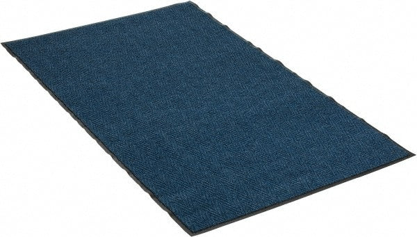 PRO-SAFE - 6 Ft. Long x 4 Ft. Wide, Poly Blended Carpet Surface, Chevron Ribbed Entrance Matting - 5/16 Inch Thick, Indoor, Medium Traffic, Vinyl, Blue, 4 Edged Side - Exact Tooling